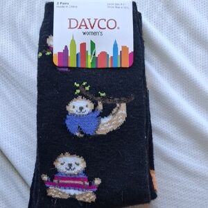 Women's Black Sloth Pattern Socks